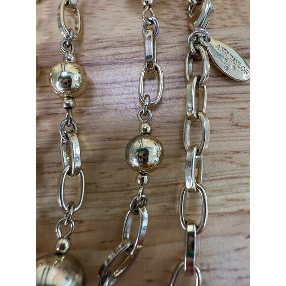 Ann Taylor Gold-Tone Chain Link Necklace With Graduated Beaded Accents 34 Inches - Picture 9 of 10